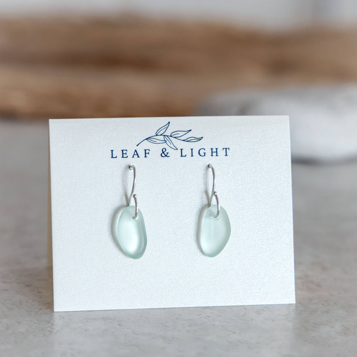 Aqua Recycled Glass Earrings | Sterling Silver