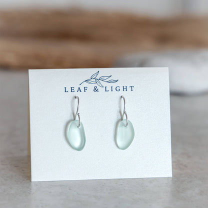 Aqua Recycled Glass Earrings | Sterling Silver