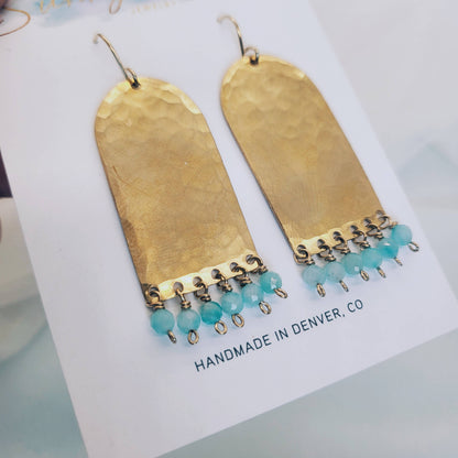 Handmade Brass & Amazonite Earrings