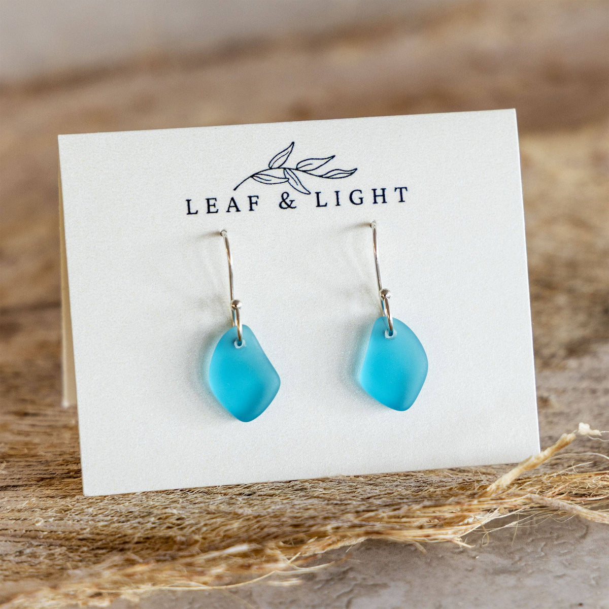Turquoise Recycled Glass Dangles | Silver Plated