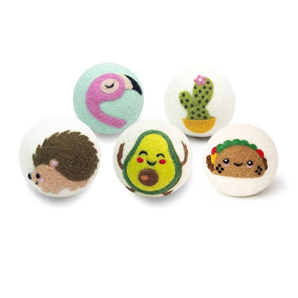 Avocado Cactus Flamingo Hedgehog Taco Eco Wool Dryer Balls