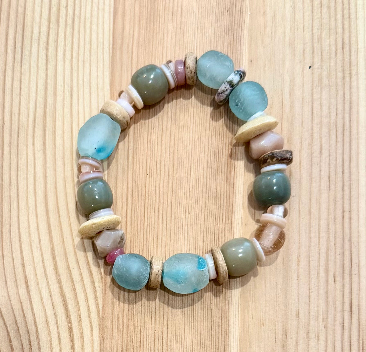 Wai Malie Bracelet Collection| Recycled Glass, Sunstone, Pink Turquoise