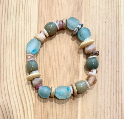 Wai Malie Bracelet Collection| Recycled Glass, Sunstone, Pink Turquoise