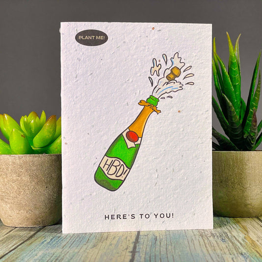 Popping Champagne Birthday Card