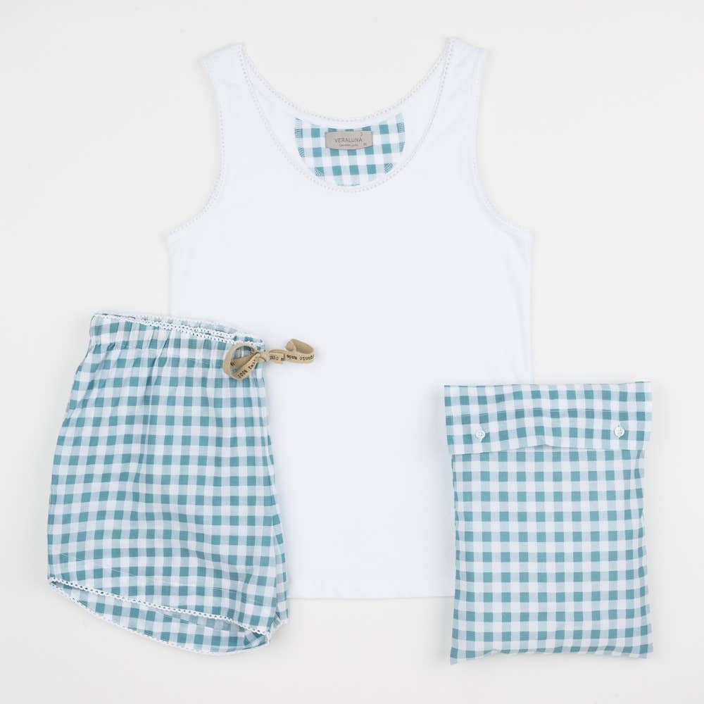 Organic Cotton Blue/White PJ ShortsSet