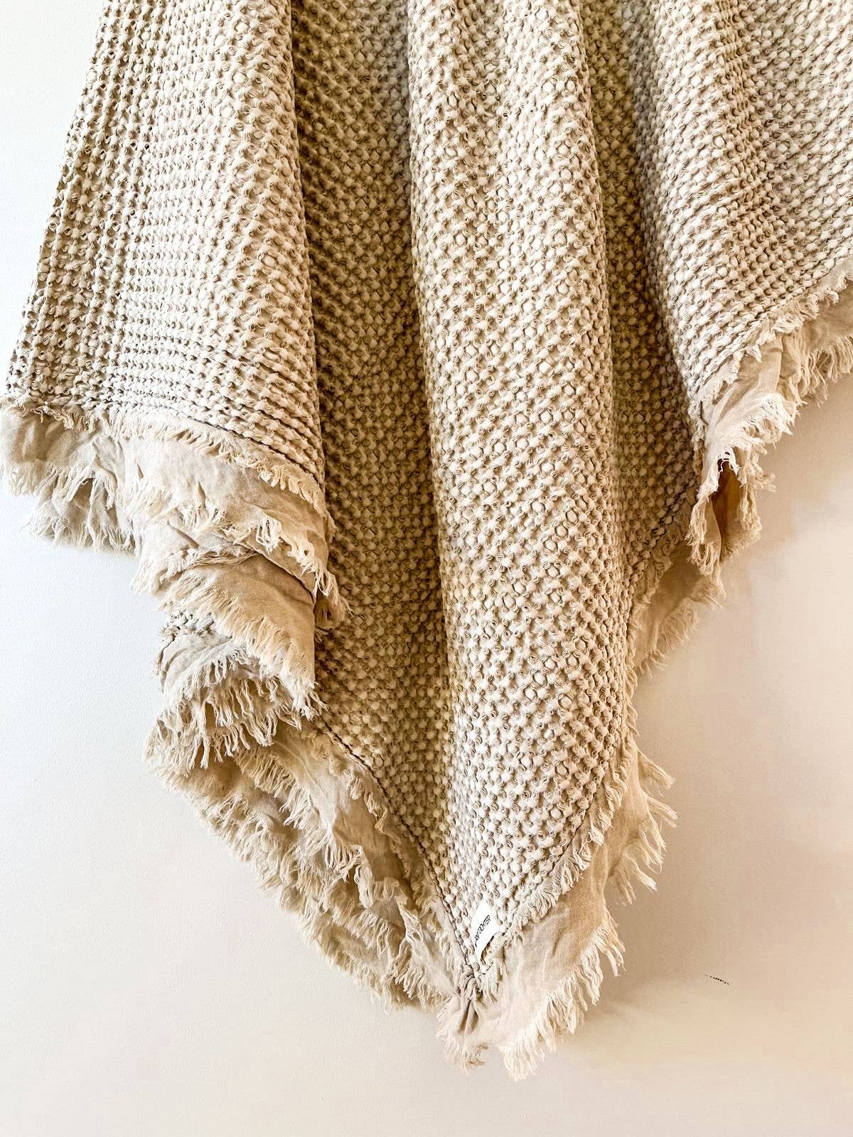 Cotton Rustic Waffle Throw Blanket - Natural