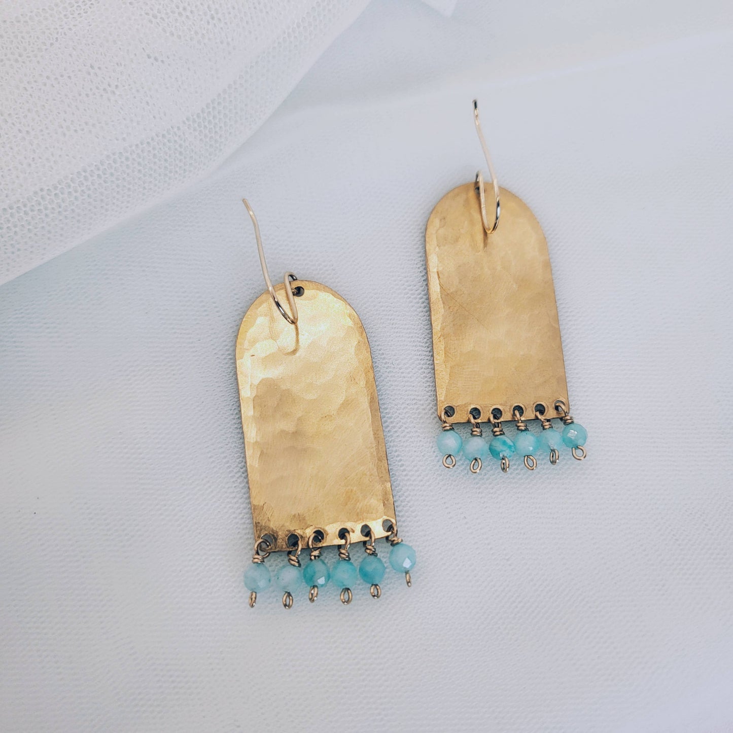 Handmade Brass & Amazonite Earrings