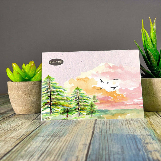 Watercolor Scenery Plantable Greeting Card