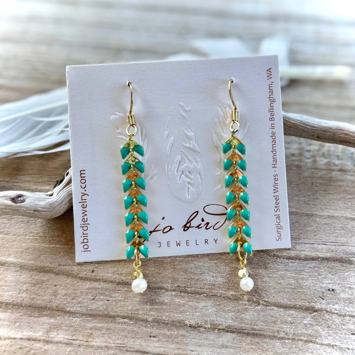 Feather Duster Earrings - Colorful Enamel