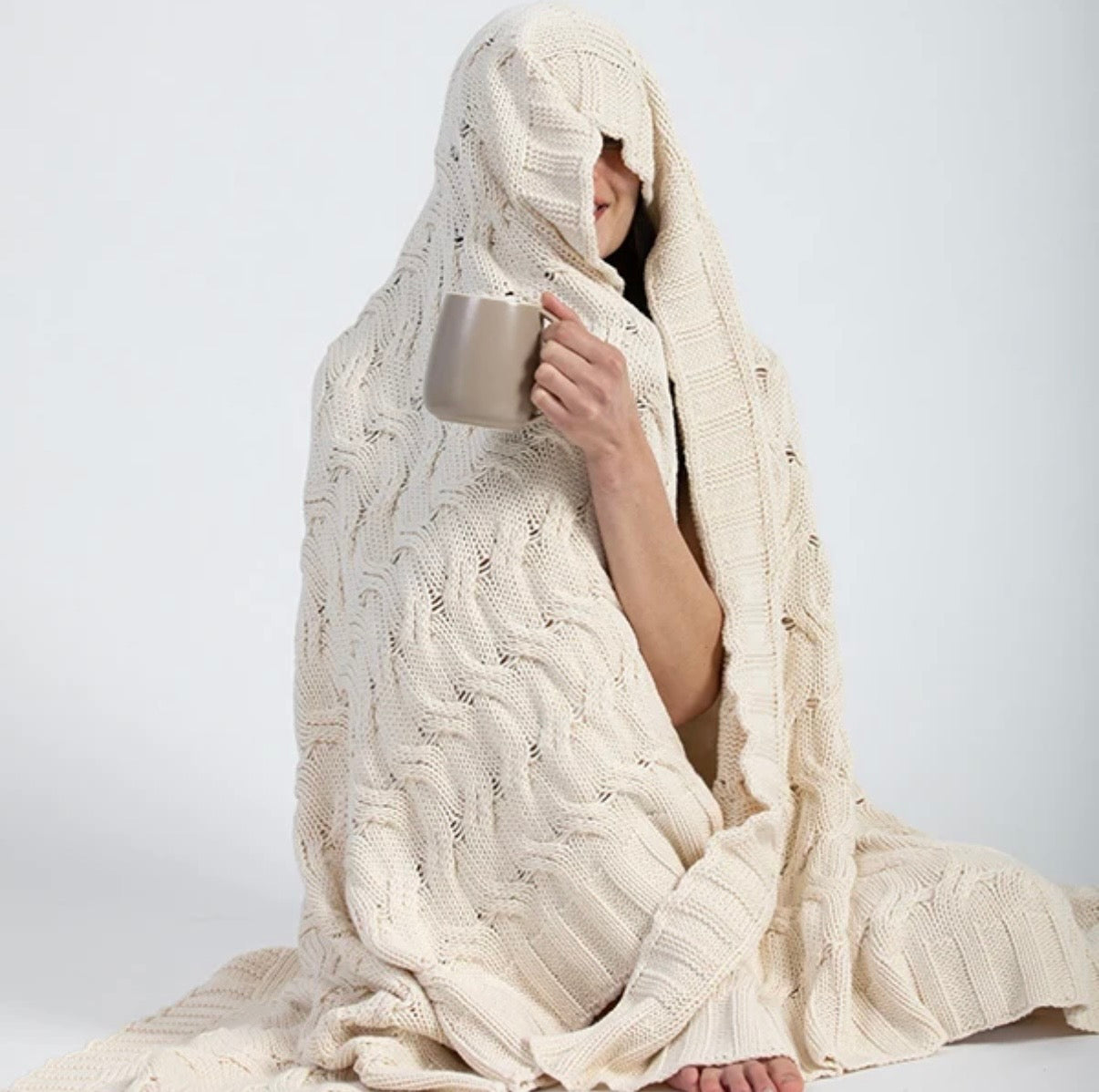 Organic Cotton Cable Knit Throw