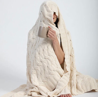 Organic Cotton Cable Knit Throw