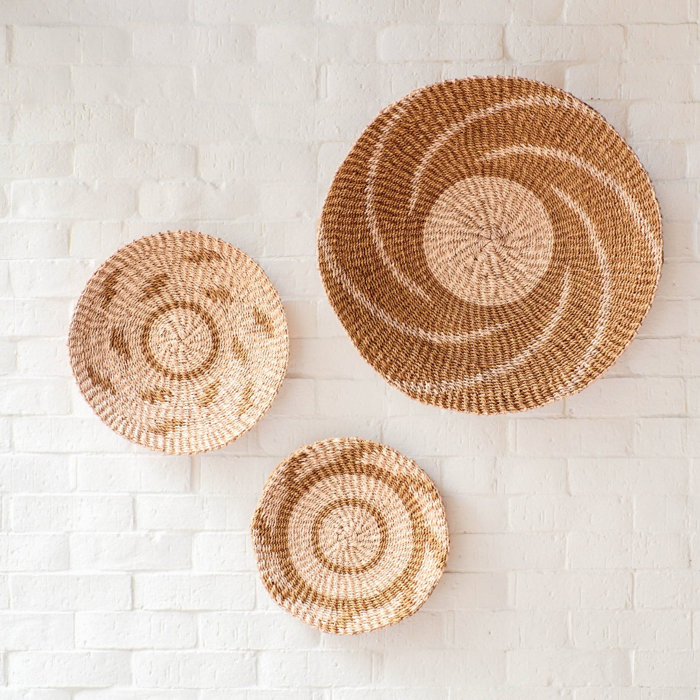 Natural + Brown Wall Baskets, Medium - Round Wall Baskets |