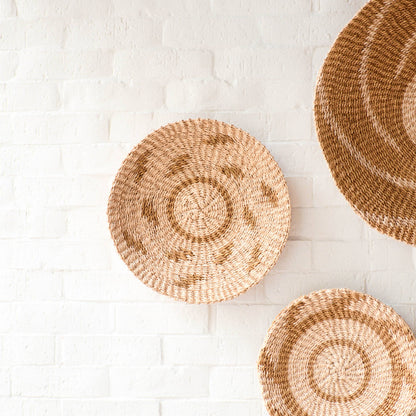 Natural + Brown Wall Baskets, Medium - Round Wall Baskets |
