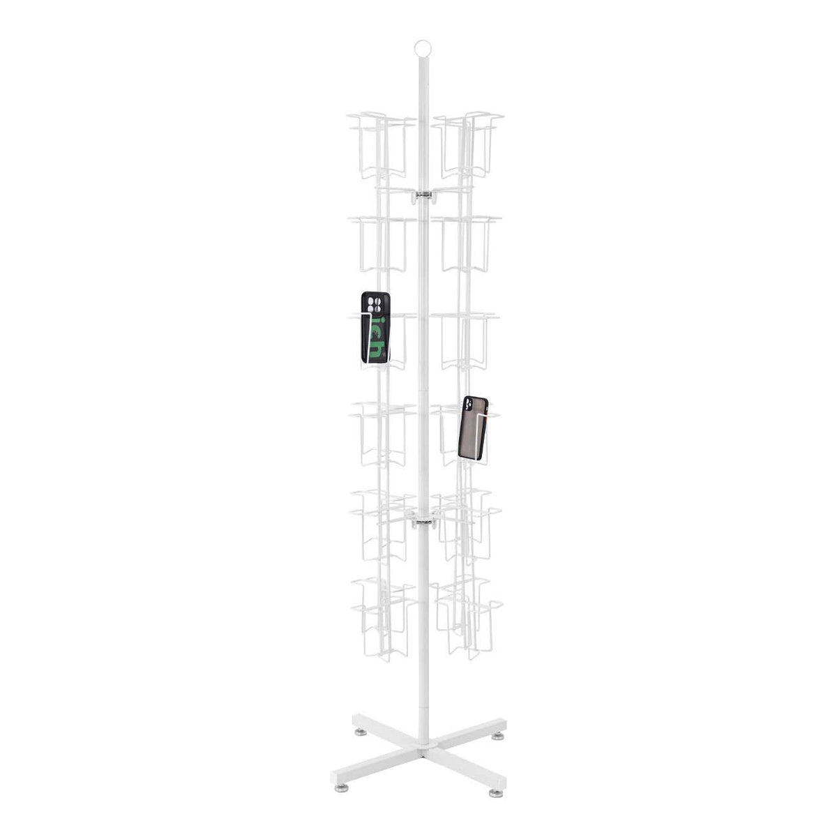 48-Pocket Rotating White Greeting Card Rack - 65”H x 16”D