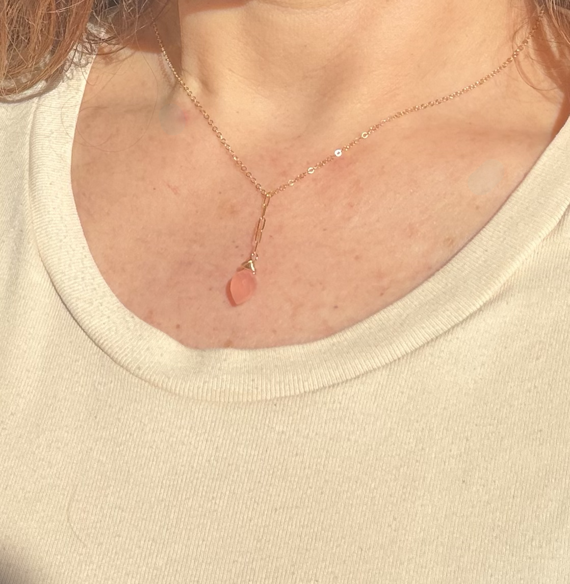 Pink Marquis Lariat Necklace
