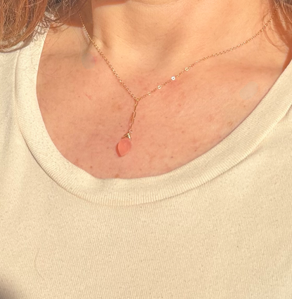 Pink Marquis Lariat Necklace