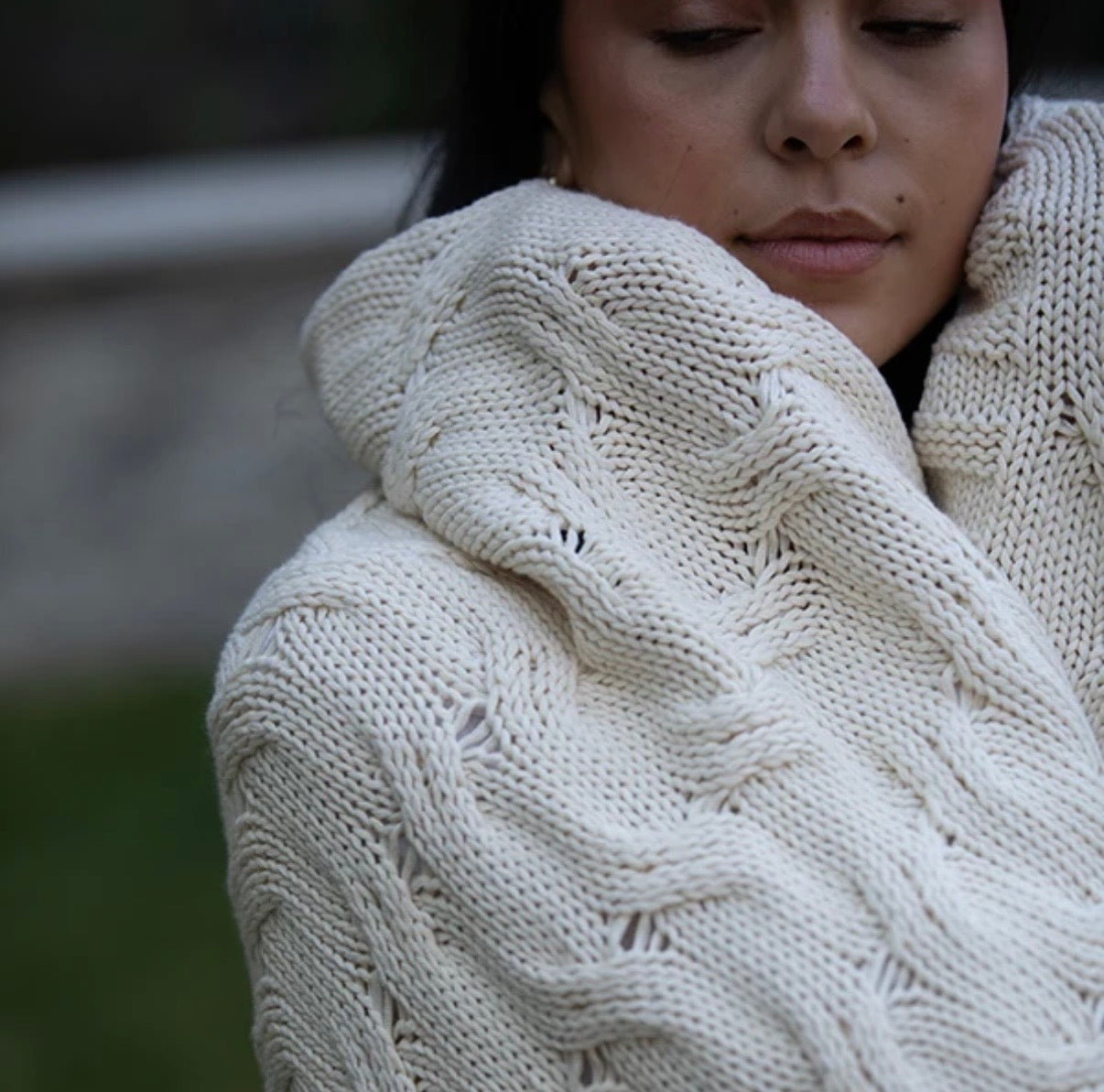 Organic Cotton Cable Knit Throw