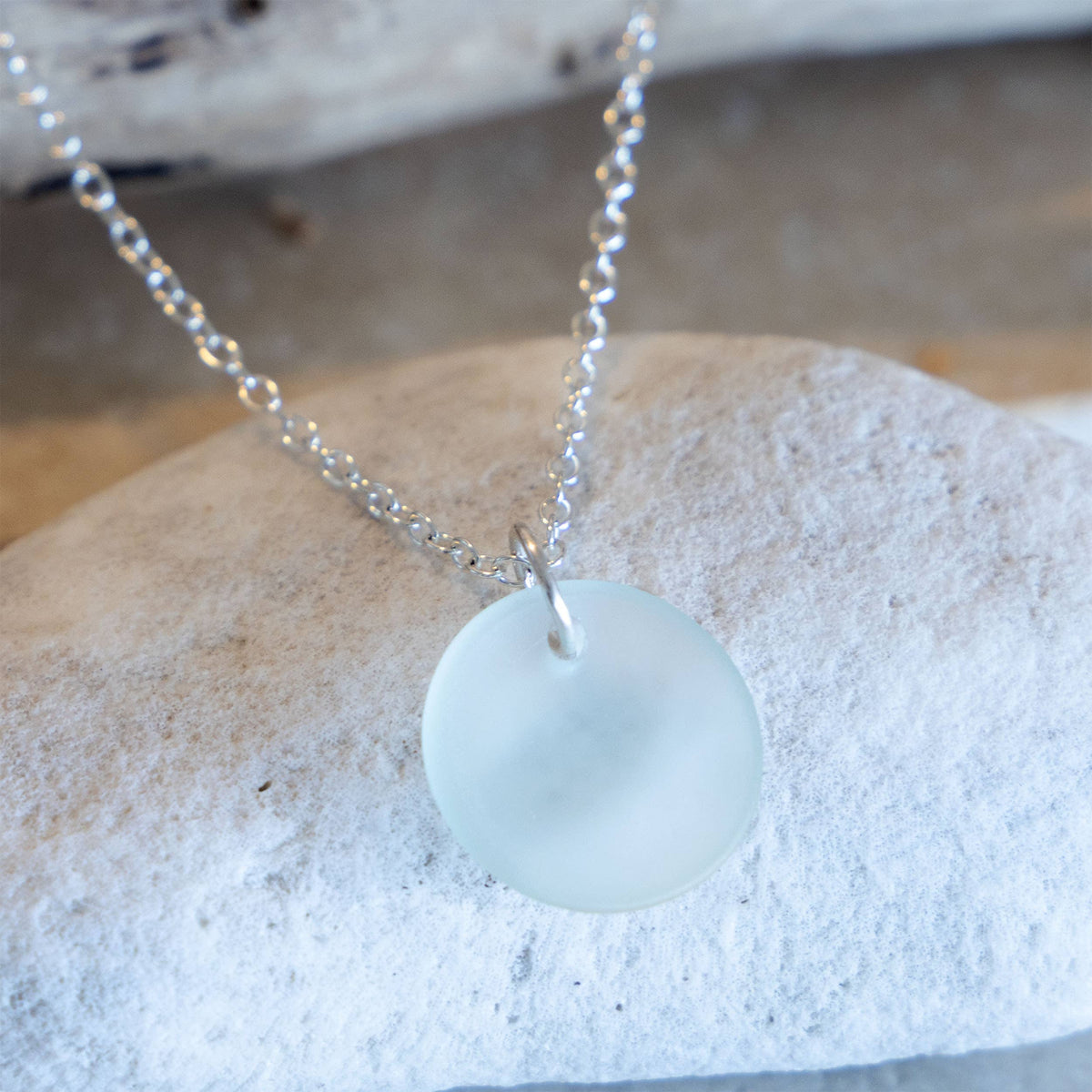 Aqua Cove Recycled Glass Necklace | Silver Plated