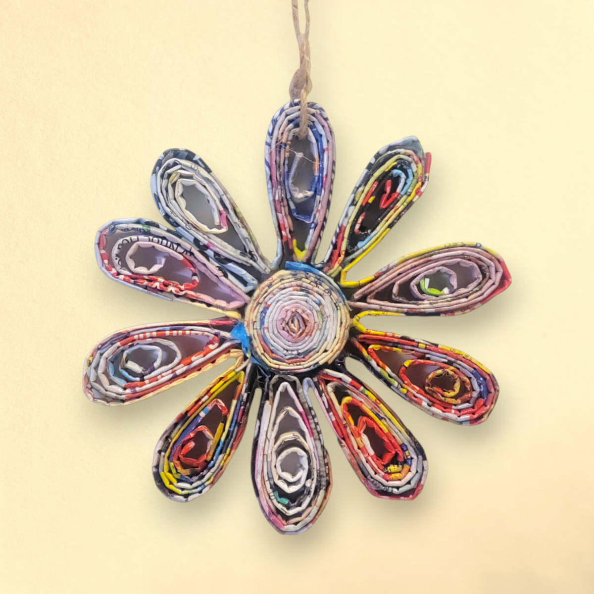 Recycled Paper Daisy Ornament