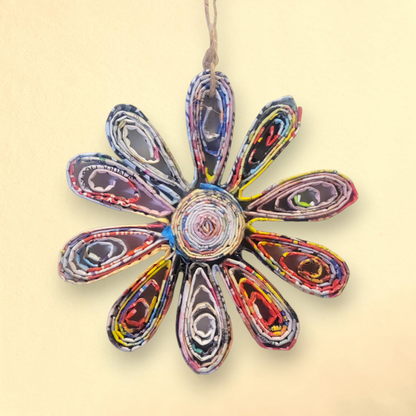 Recycled Paper Daisy Ornament