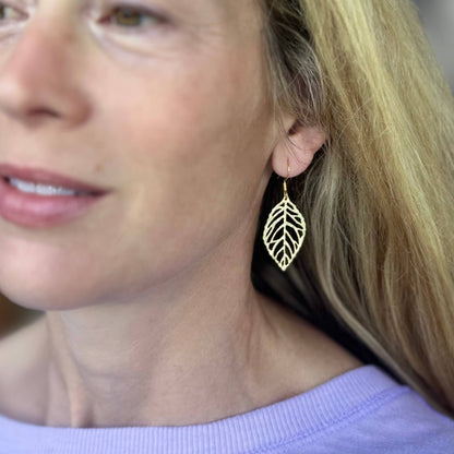 Brushed Gold & Silver Orovale Leaf Earrings