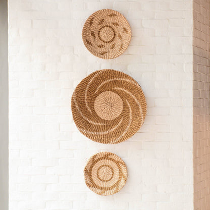 Natural + Brown Wall Baskets, Medium - Round Wall Baskets |