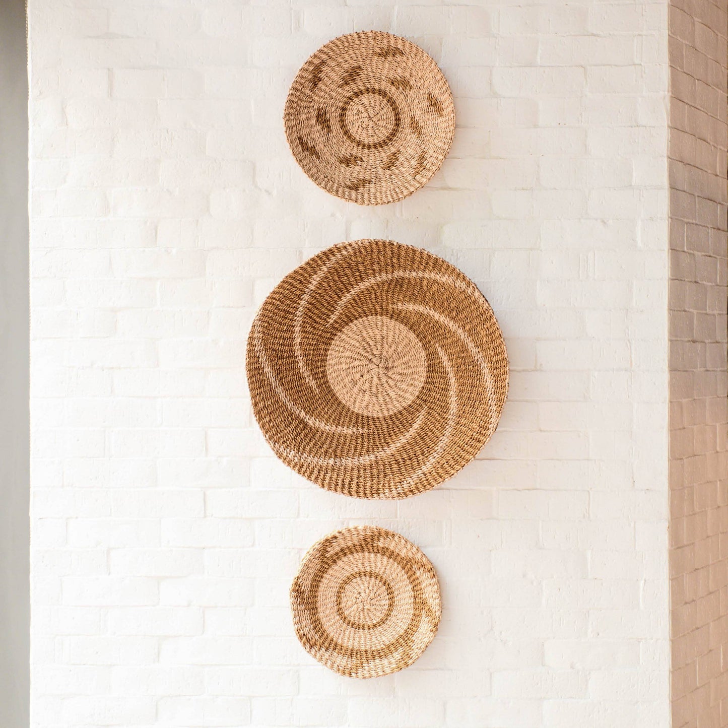 Natural + Brown Wall Baskets, Small - Round Wall Baskets | L