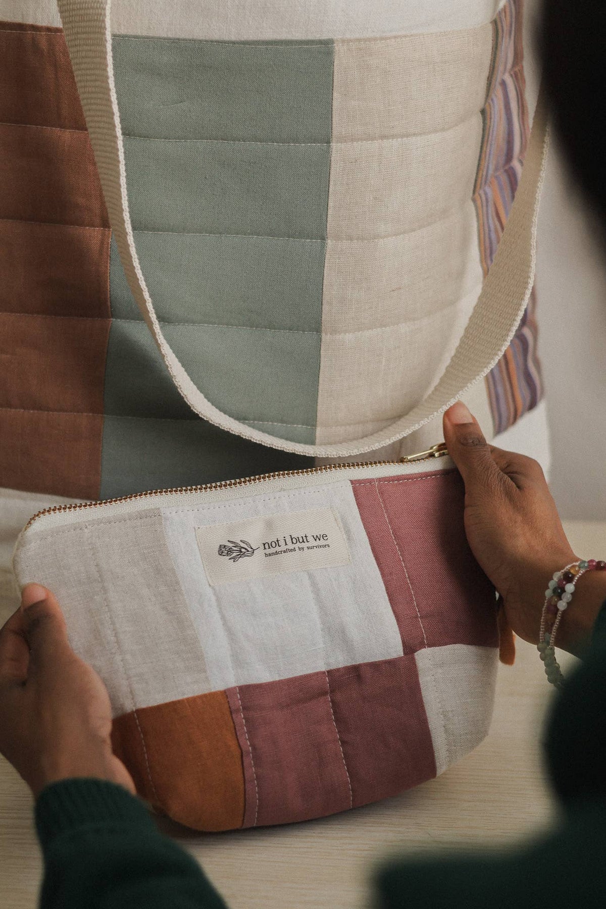 Upcycled Cotton/Linen Cosmetic Bag | 4 Color Options