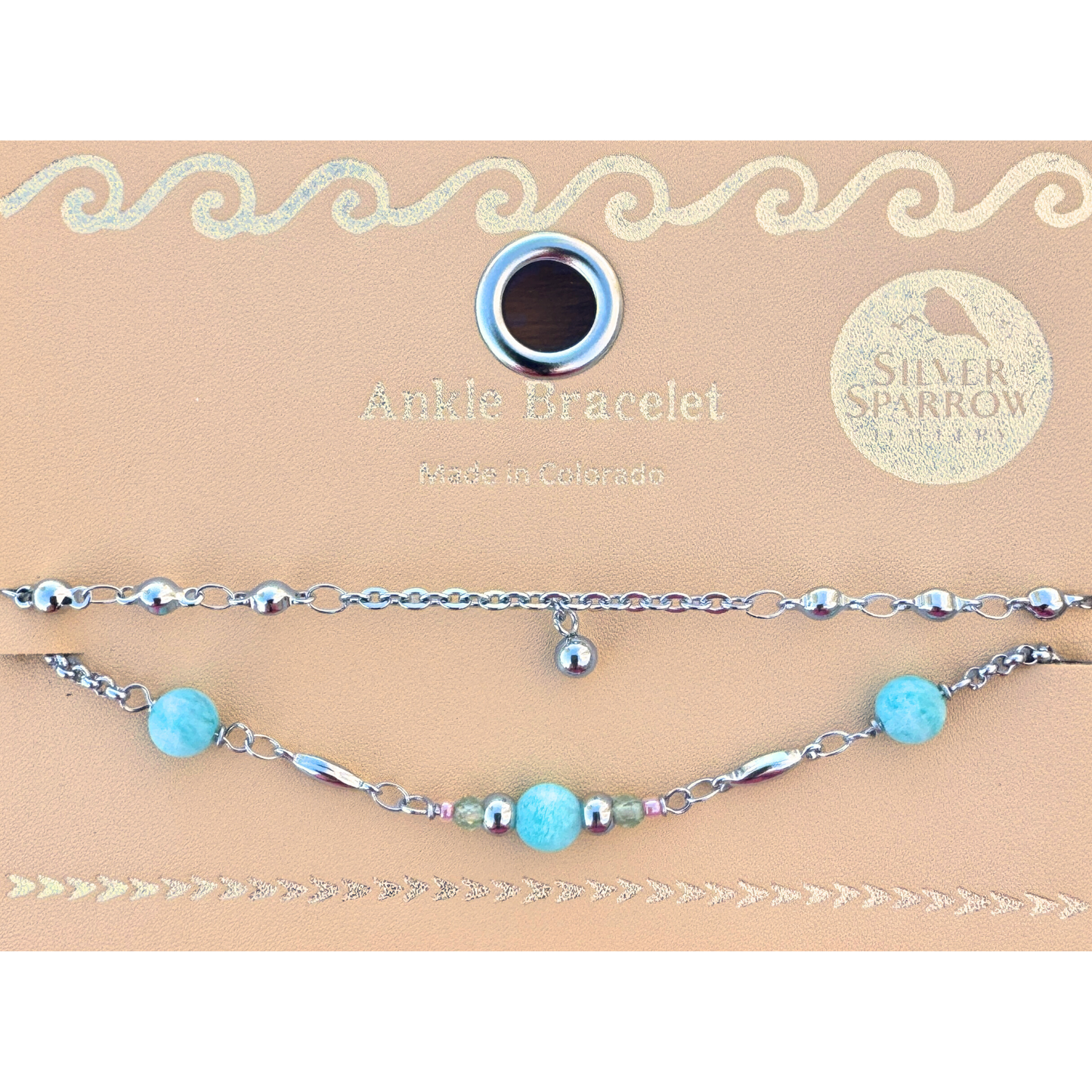 Amazonite 2 strand ankle bracelet