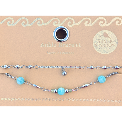 Amazonite 2 strand ankle bracelet