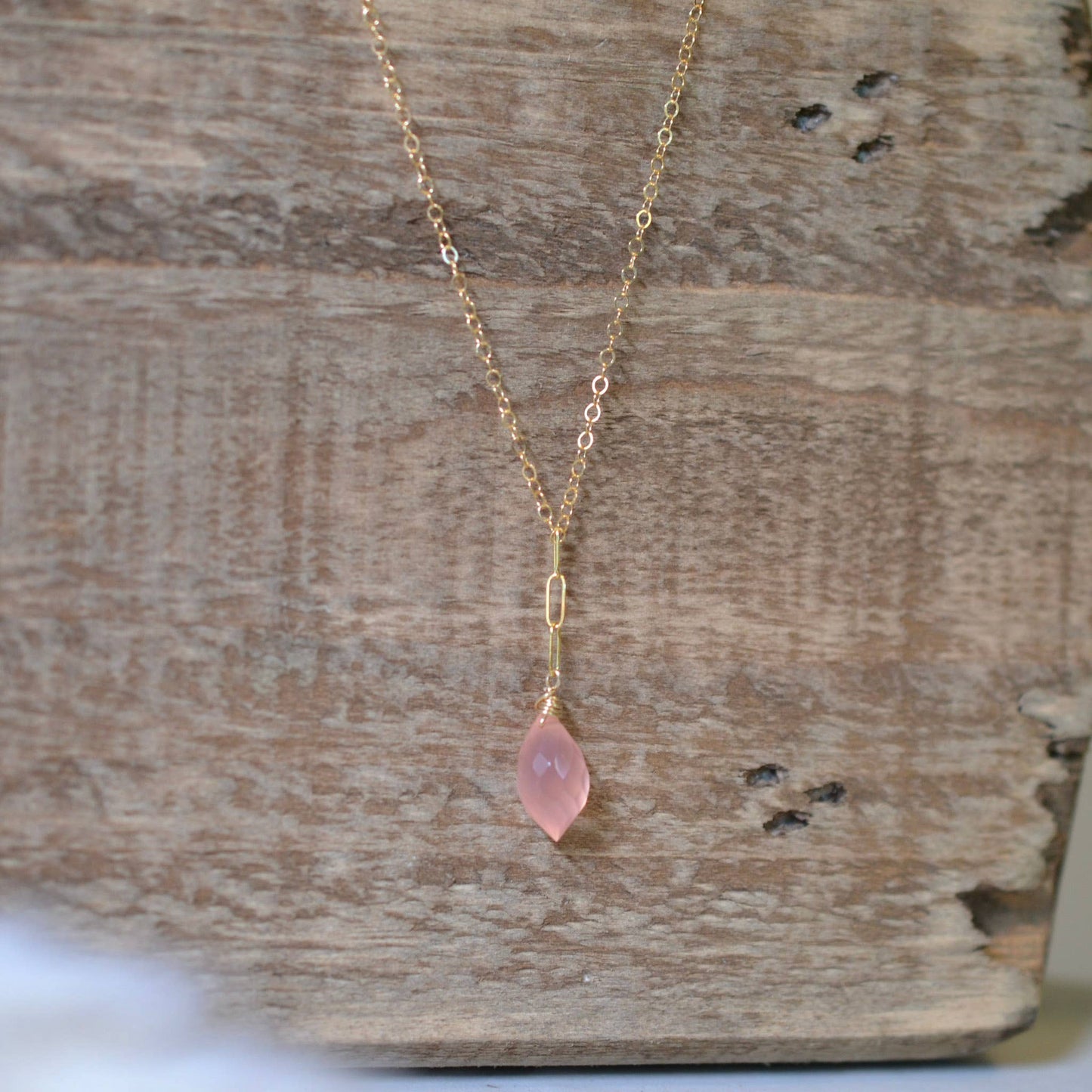 Pink Marquis Lariat Necklace