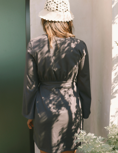 Organic Cotton Gray Wrap Dress