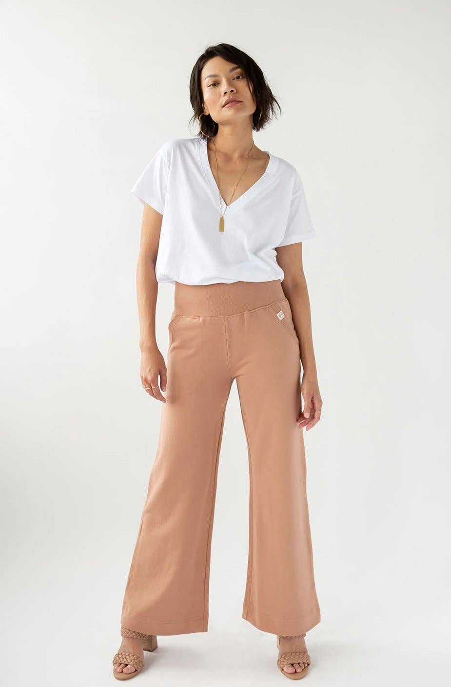 Organic Cotton Wide Leg Camel Pant