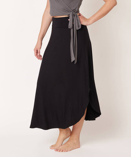 Black Bamboo Tulip Maxi Skirt