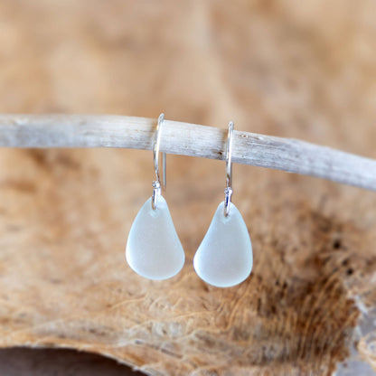Aqua Recycled Glass Earrings | Sterling Silver