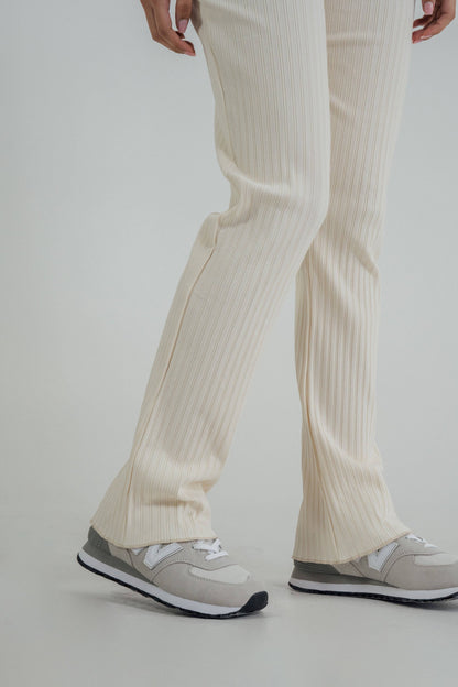Ivory Rib Knit Pants