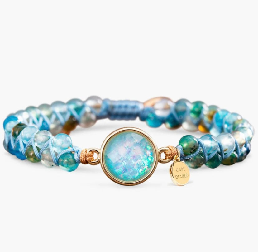 Blue Water Beaded Bracelet