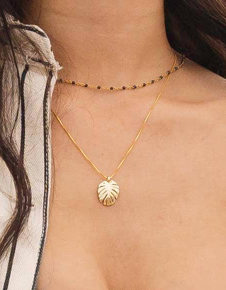 Golden Monstera Leaf Necklace
