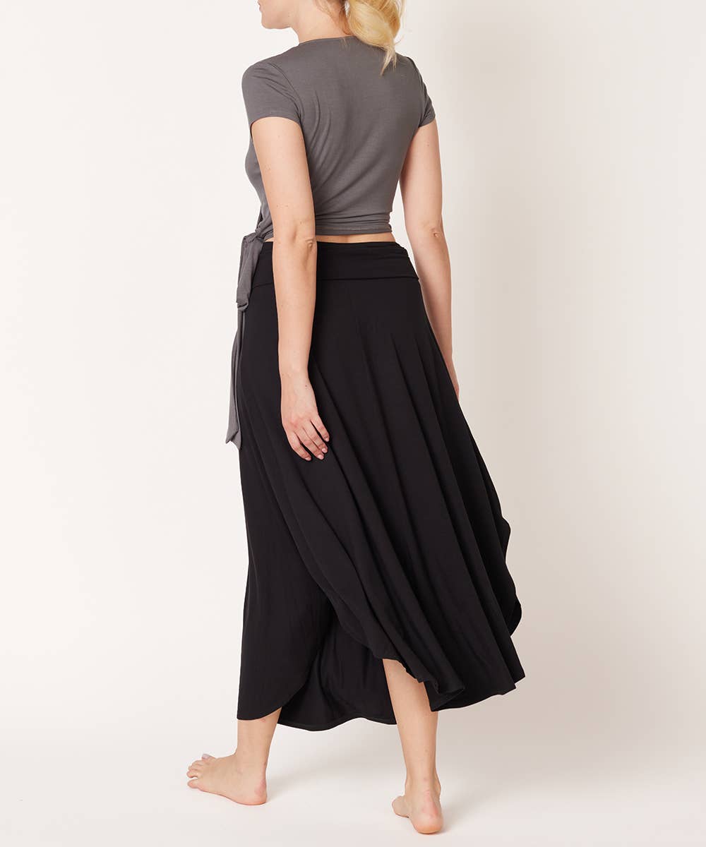 Black Bamboo Tulip Maxi Skirt