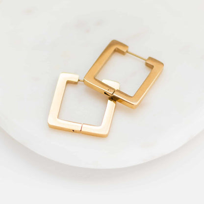 Gold Square Hoops