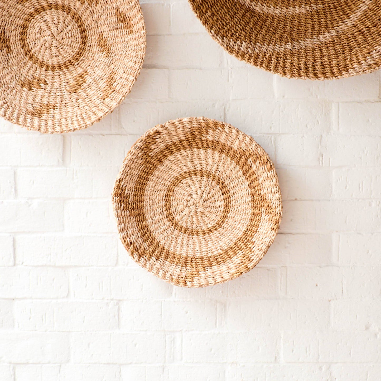 Natural + Brown Wall Baskets, Small - Round Wall Baskets | L