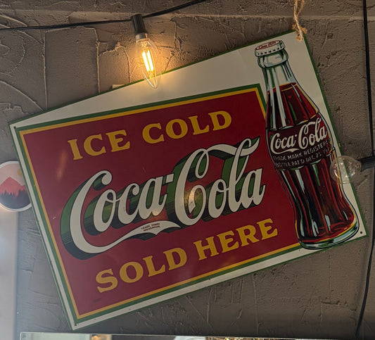 Coca cola tin sign circa 1989