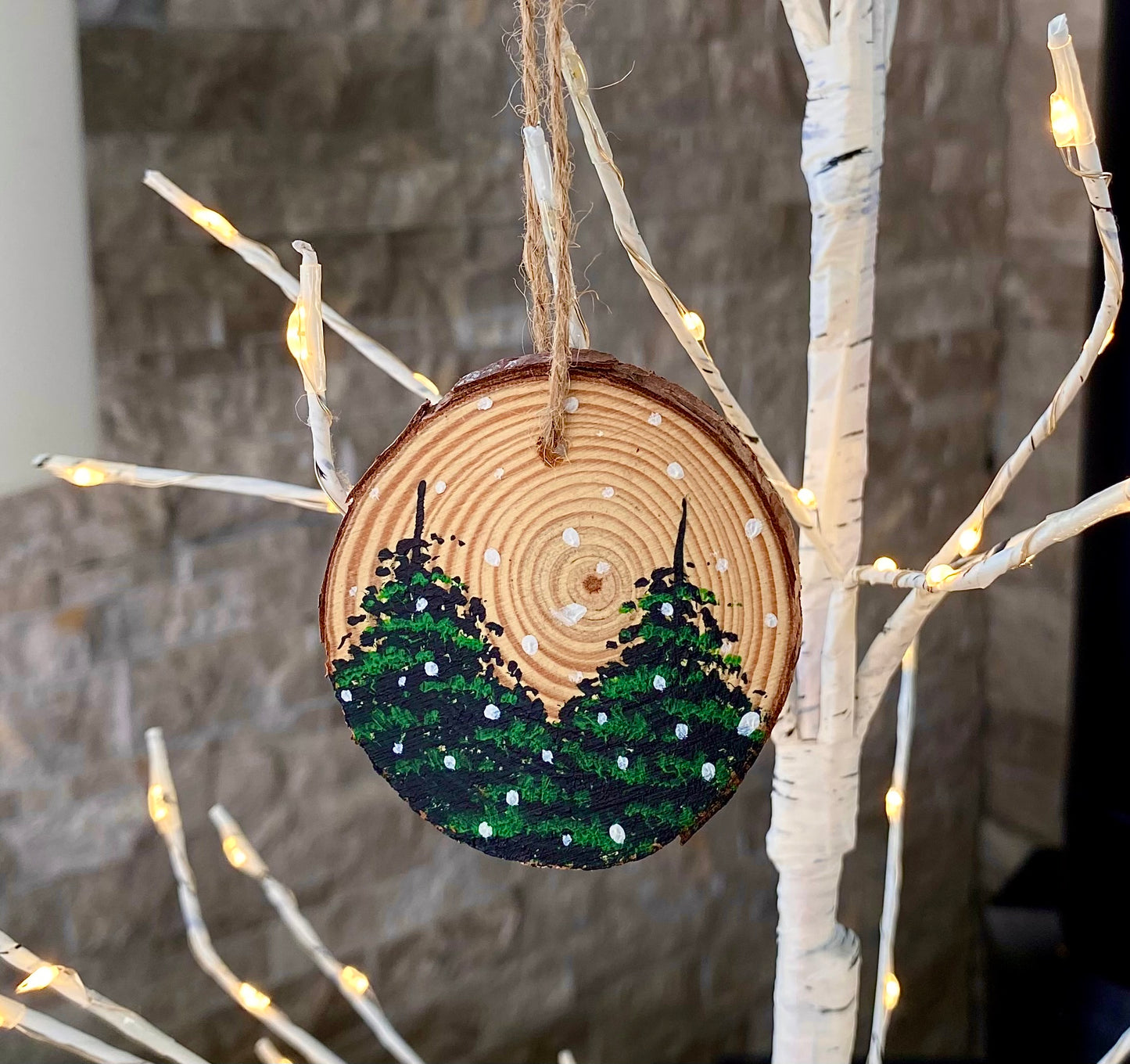 Pine Tree Wood Slice Ornaments