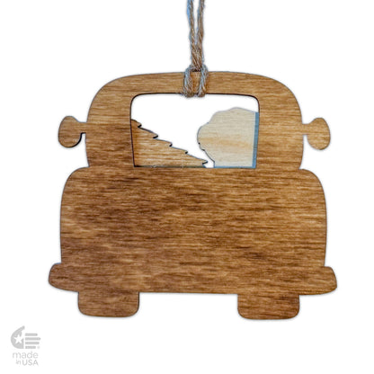 Classic Red Truck & Dog Ornament