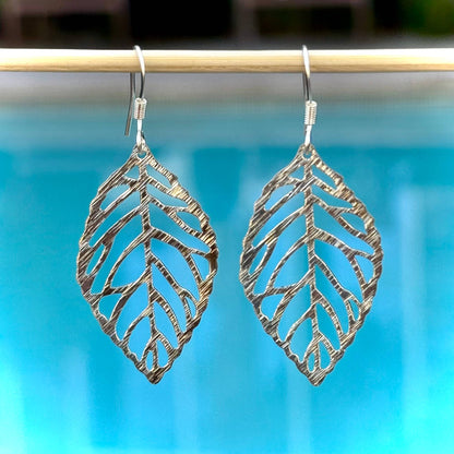 Brushed Gold & Silver Orovale Leaf Earrings