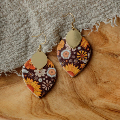 Retro Flower Leaf Earrings