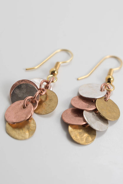 Multi Hammered Disc Earrings