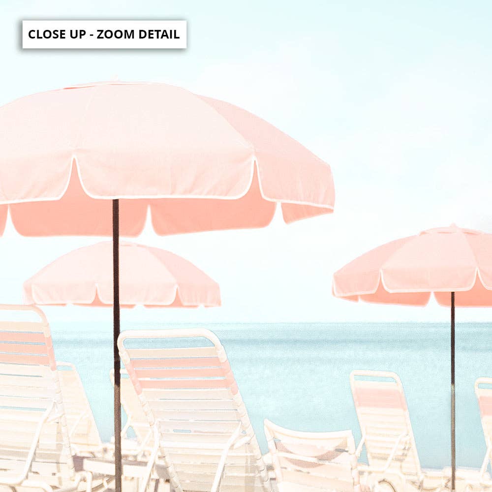 Pink Beach Umbrella Aesthetic Print