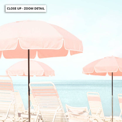 Pink Beach Umbrella Aesthetic Print