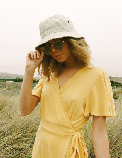 Organic Cotton Yellow Wrap Dress
